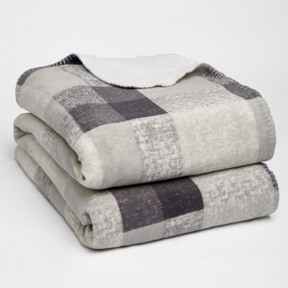 Dreamscene Tartan Print Fleece Throw - Grey