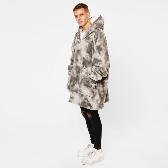 Dreamscene Tie Dye Hoodie Blanket, Adults - Charcoal Grey