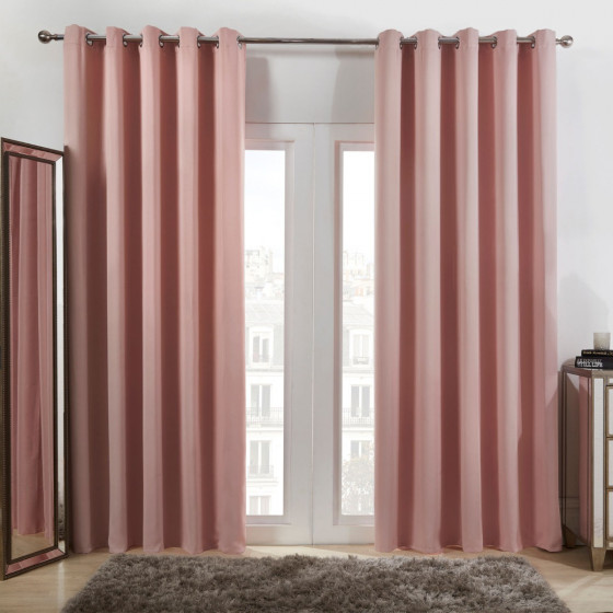 Dreamscene Eyelet Blackout Curtains - Blush Pink