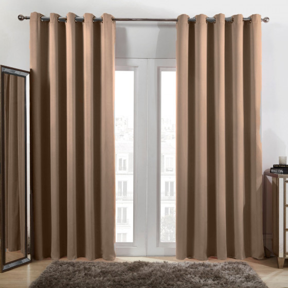 Dreamscene Eyelet Blackout Curtains, Beige - 168 x 137 cm (66" x 54")