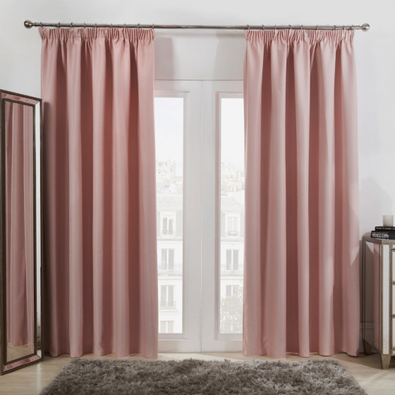 Dreamscene Pencil Pleat Thermal Blackout Curtains - Blush Pink