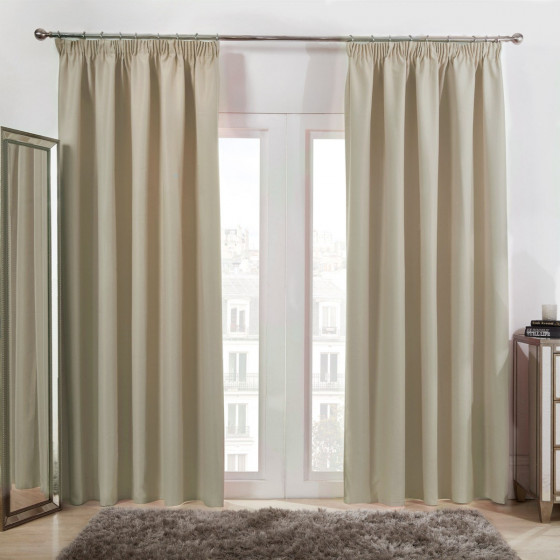 Dreamscene Pencil Pleat Blackout Curtains - Cream