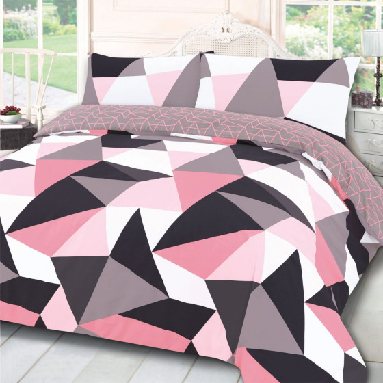 Dreamscene Shapes Geometric Duvet Set , Blush Pink-Single