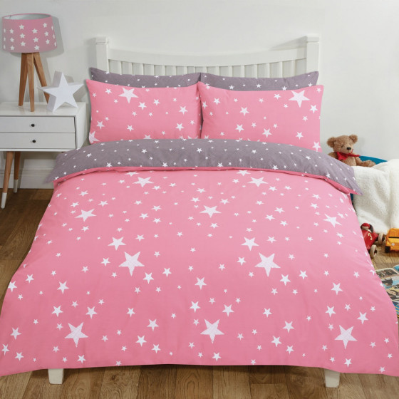 Dreamscene Textured Stars Duvet Set - Blush Pink