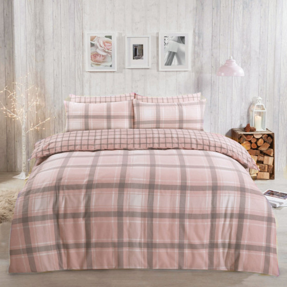 Dreamscene Aspen Brushed Cotton Duvet Set, Blush - Single