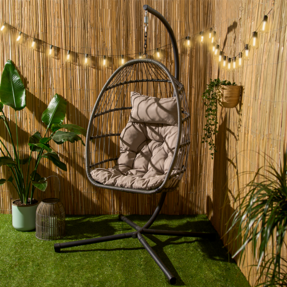 OHS Foldable Hanging Egg Chair - Grey