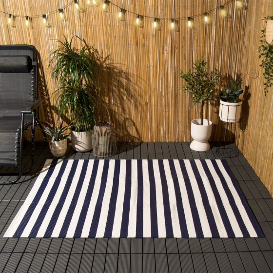 OHS Stripe Outdoor Rug - Navy/White