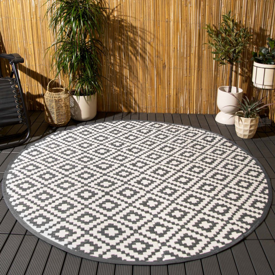 OHS Circle Outdoor Geo Rug, Grey - 170cm