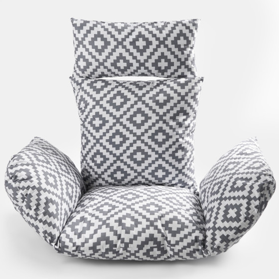 OHS Geometric Egg Chair Cushion with Headrest - Grey  