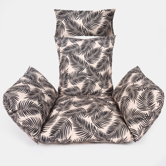 OHS Leaf Print Egg Chair Cushion with Headrest - Monochrome