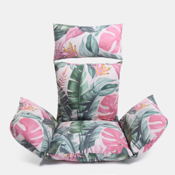 OHS Tropical Print Egg Chair Cushion with Headrest - Green