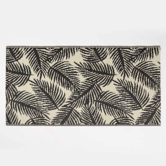 OHS Outdoor Leaf Print Rug - Monochrome