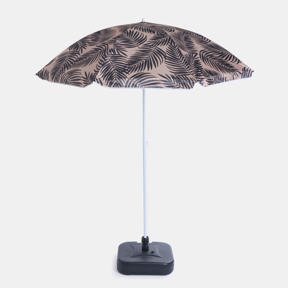 OHS Leaf Print Outdoor Parasol - Monochrome