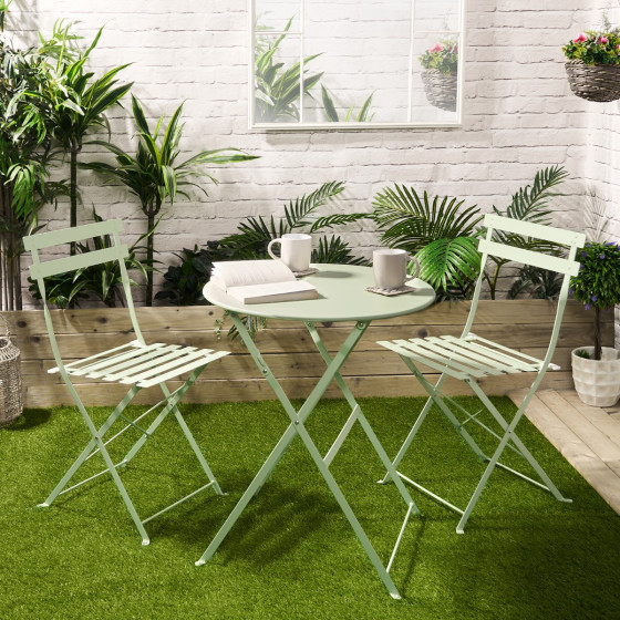 OHS Metal Bistro Set, 3 Piece - Sage Green