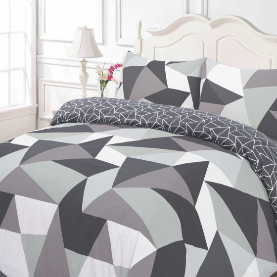 Dreamscene Shapes Duvet Cover Set - Black/Grey