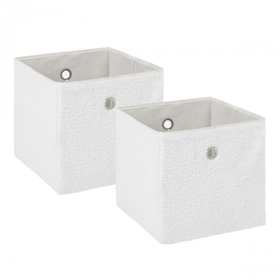 OHS  Bouclé Cube Storage Boxes, 2 Pack - White