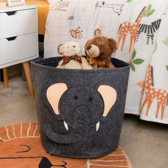 OHS Elephant Felt Storage Basket - Charcoal