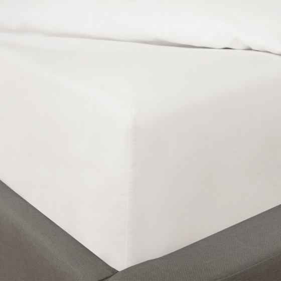 Highams Plain Cotton Deep Fitted Sheet - White