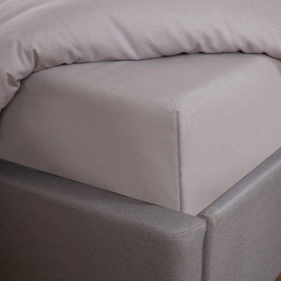 Highams Easy Care Polycotton Deep Fitted Sheet, Silver - Single