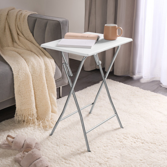 OHS Essential Folding Side Table - White