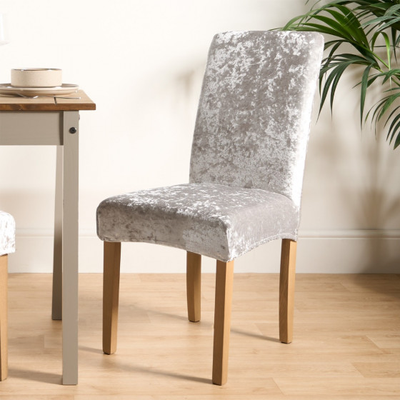 OHS Crushed Velvet Stretched Chair Cover - Silver 