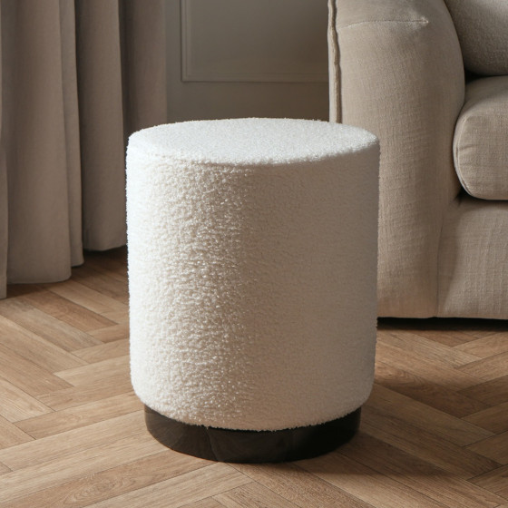 OHS Bouclé Black Band Stool - Cream