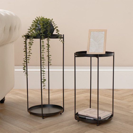 OHS Set of 2 Metal Side Tables - Black 