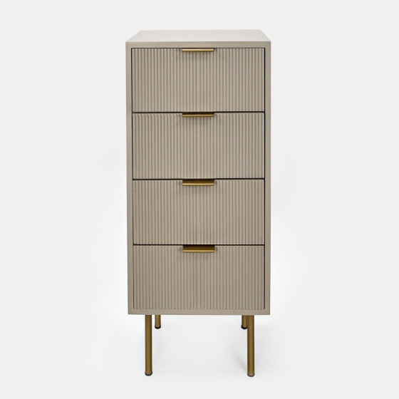 OHS Ribbed 4 Drawer Wood Bedside Table - Taupe