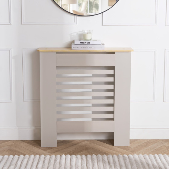 OHS Wooden Radiator Cover with Oak Look Top - Grey