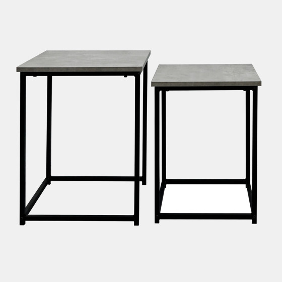 OHS Set of 2 Square Marble Look Nest of Tables - Grey Marble