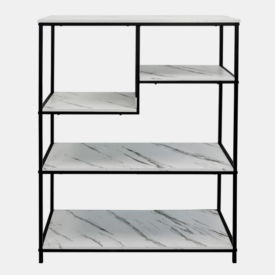 OHS Wooden Display Marble Look Shelving Unit - White Marble