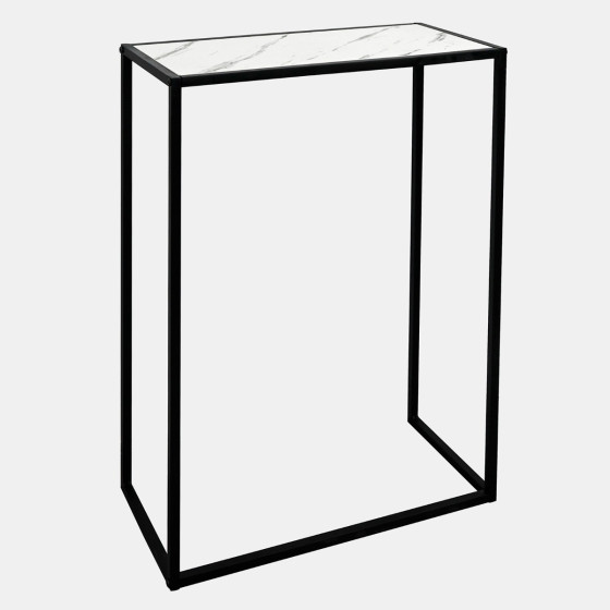 OHS Marble Look Iron Console Table - White Marble