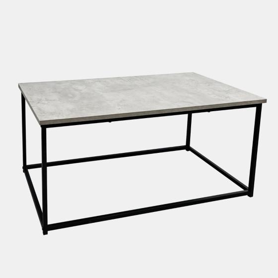 OHS Marble Look Wooden Coffee Table with Metal Frame - Grey Marble