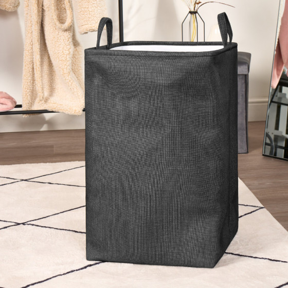 OHS Faux Linen Laundry Bag - Black