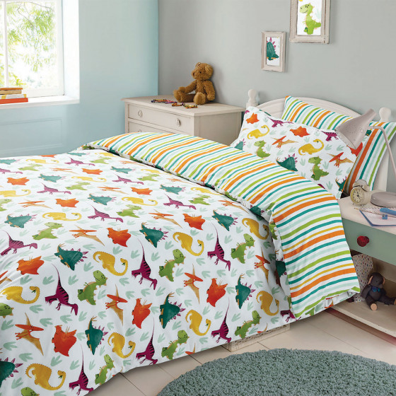 Dreamscene Dinosaur Reversible Duvet Cover Set - Multi