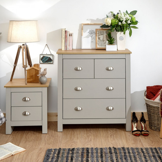 Lancaster 2+2 Drawer Chest Of Drawers - Grey