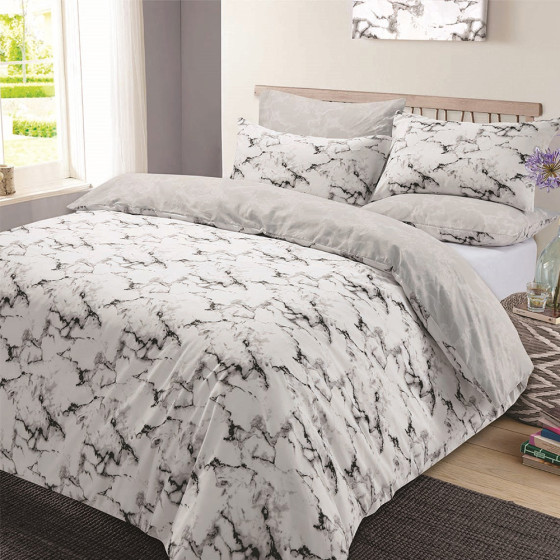 Dreamscene Grey Marble Duvet Cover Set - Double