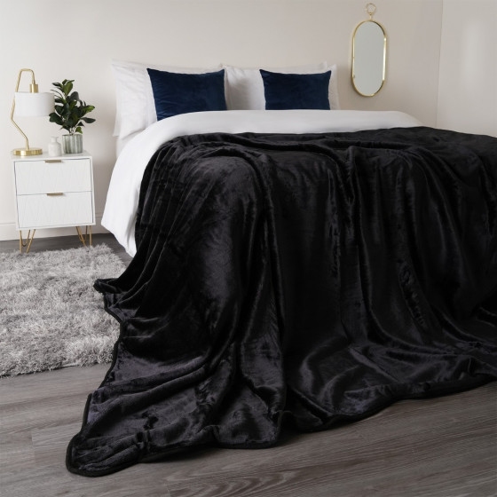 Dreamscene Faux Fur Mink Throw - Black 