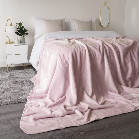 Luxury Faux Fur Mink Fleece Double Throw - Heather