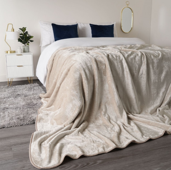 Luxury Faux Fur Mink Fleece Double Throw - Mink