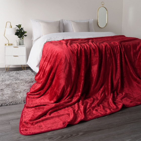 Dreamscene Faux Fur Mink Throw - Red