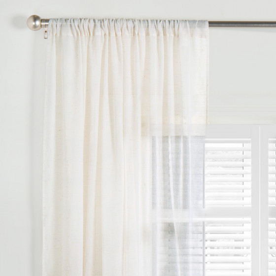 OHS Linen Look Slot Top Voile Curtains (Pair) - Natural