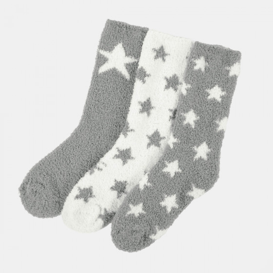 OHS Star Fluffy Fleece Socks, Grey - 3PK