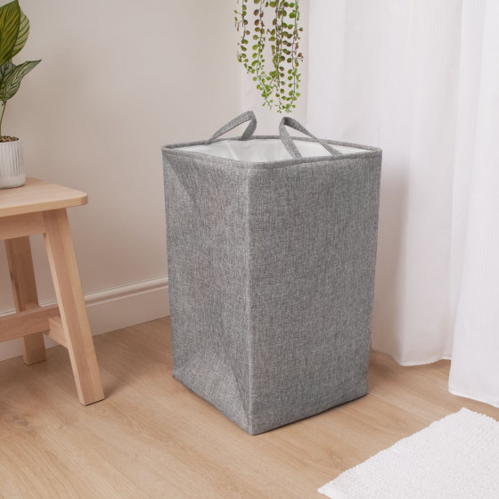 OHS Faux Linen Laundry Bag - Charcoal