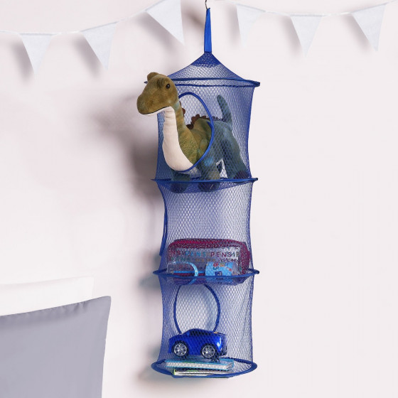 OHS Kids Toys Storage Hanging Net Basket - Navy