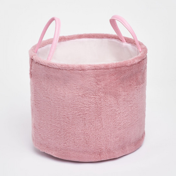 OHS Teddy Fleece Storage Basket - Blush