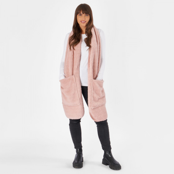 OHS Teddy Fleece Pocket Scarf - Blush