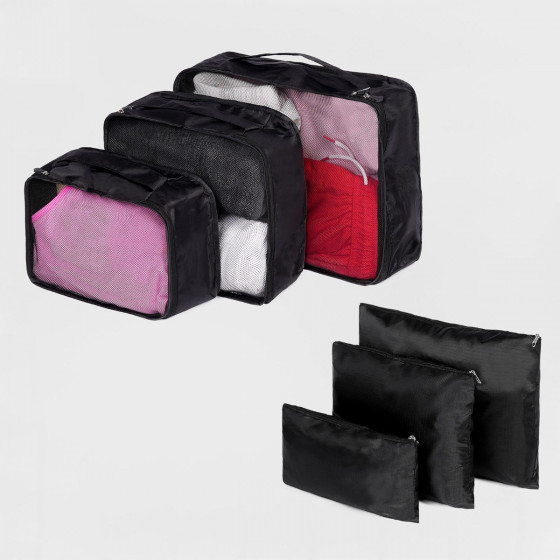 OHS Travel Packing Cube And Bags Set, Black - 6 Piece