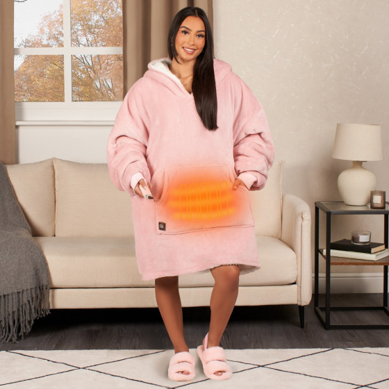 OHS Adults Electric Heated Oversized Hoodie Blanket - Blush