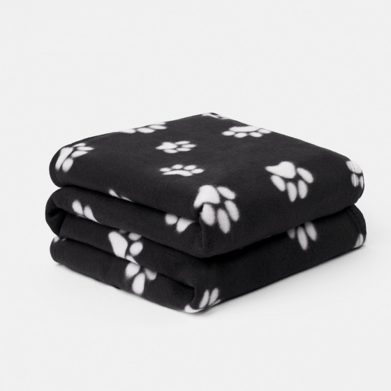 OHS Pet Paw Print Fleece Throw - Black